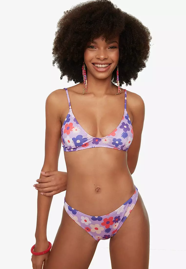 Buy Trendyol Floral Print Bikini Top & Bottom Set Online