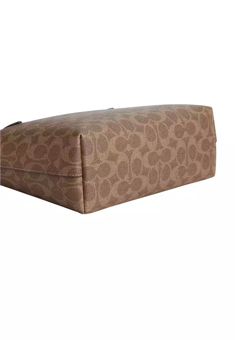 Fiona Zip Tote Bag In Signature Canvas Tan/Brown CBT18