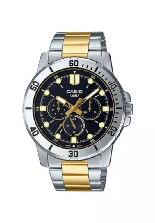 Men Chronograph Watch MTP-VD300SG-1E Silver Stainless Steel Strap