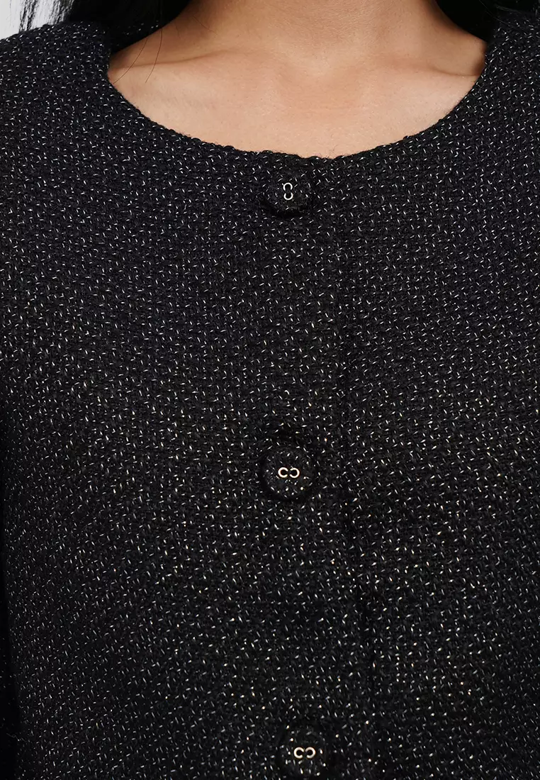 Round Neck Tweed Blazer