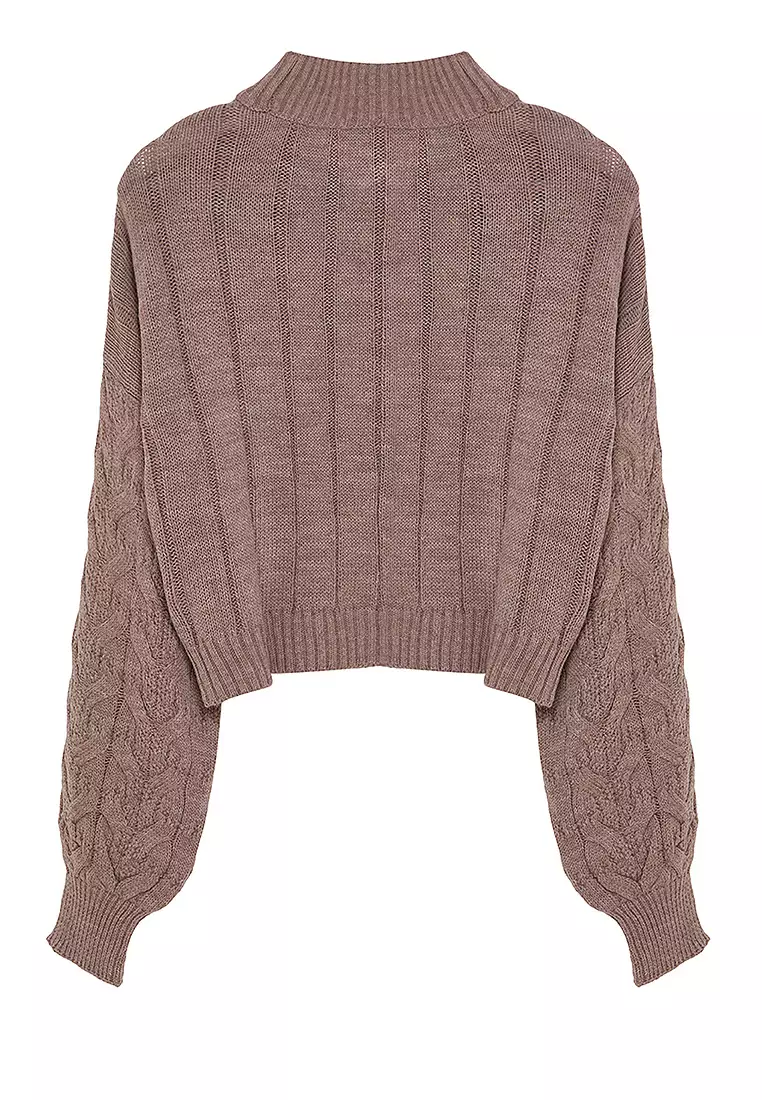 Crop High Collar Knitwear Sweater