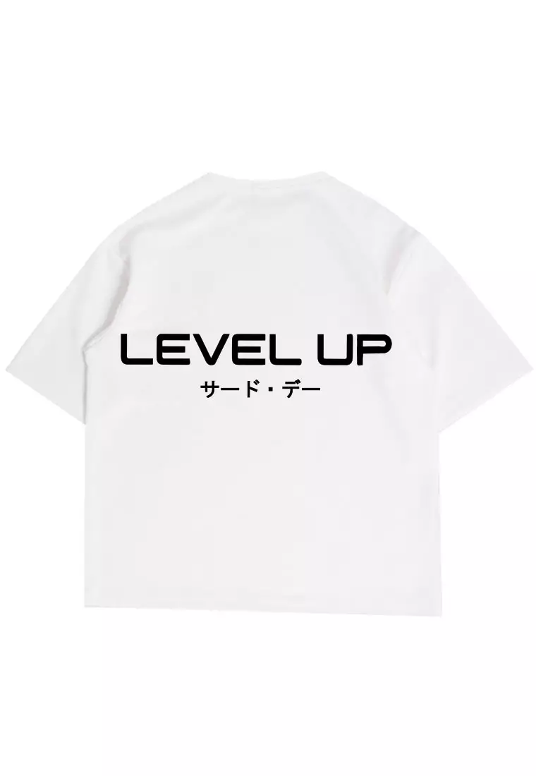 MTV53 Kaos Oversize Gym ScubaLux "level up" putih