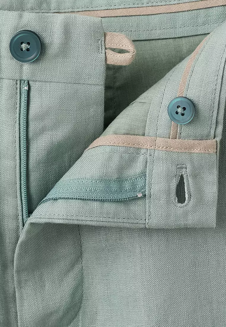 Slim-Fit 100% Linen Trousers