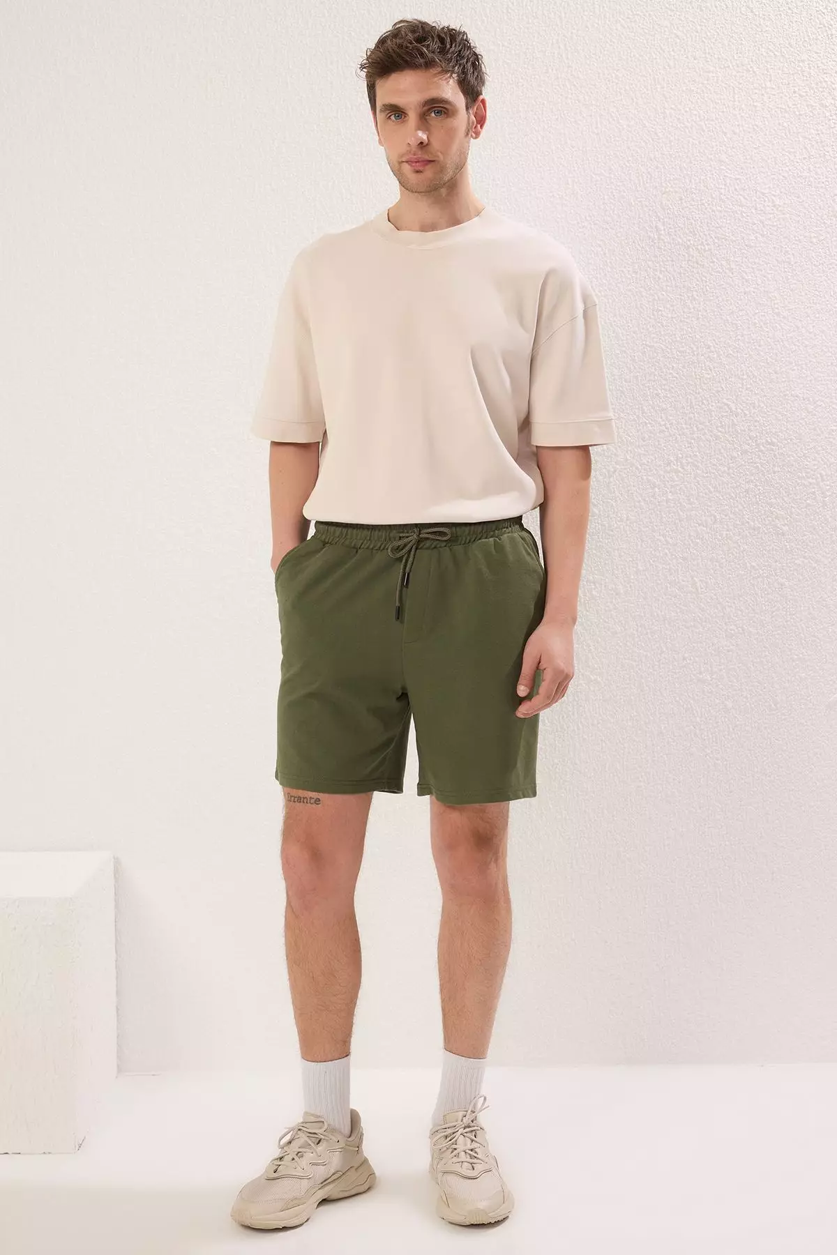 Navy Blue-Khaki Basic Regular/Normal Cut Straight 2 Pack Shorts TMNSS21SR0095