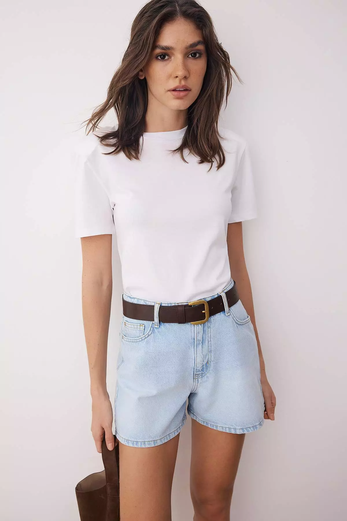 Ice Blue High Waist City Boy Denim Shorts Twoss23Sr00199