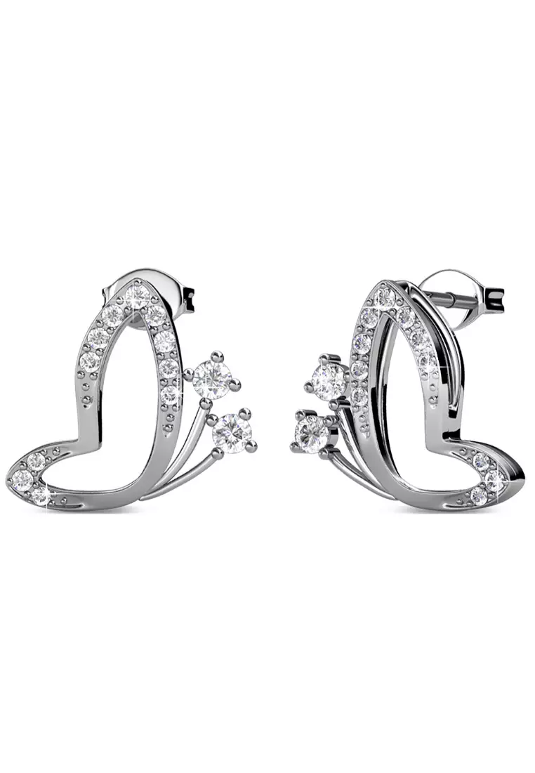 KRYSTAL COUTURE Butterfly Buff Stud Earrings Embellished with SWAROVSKI® crystals-White Gold/Clear