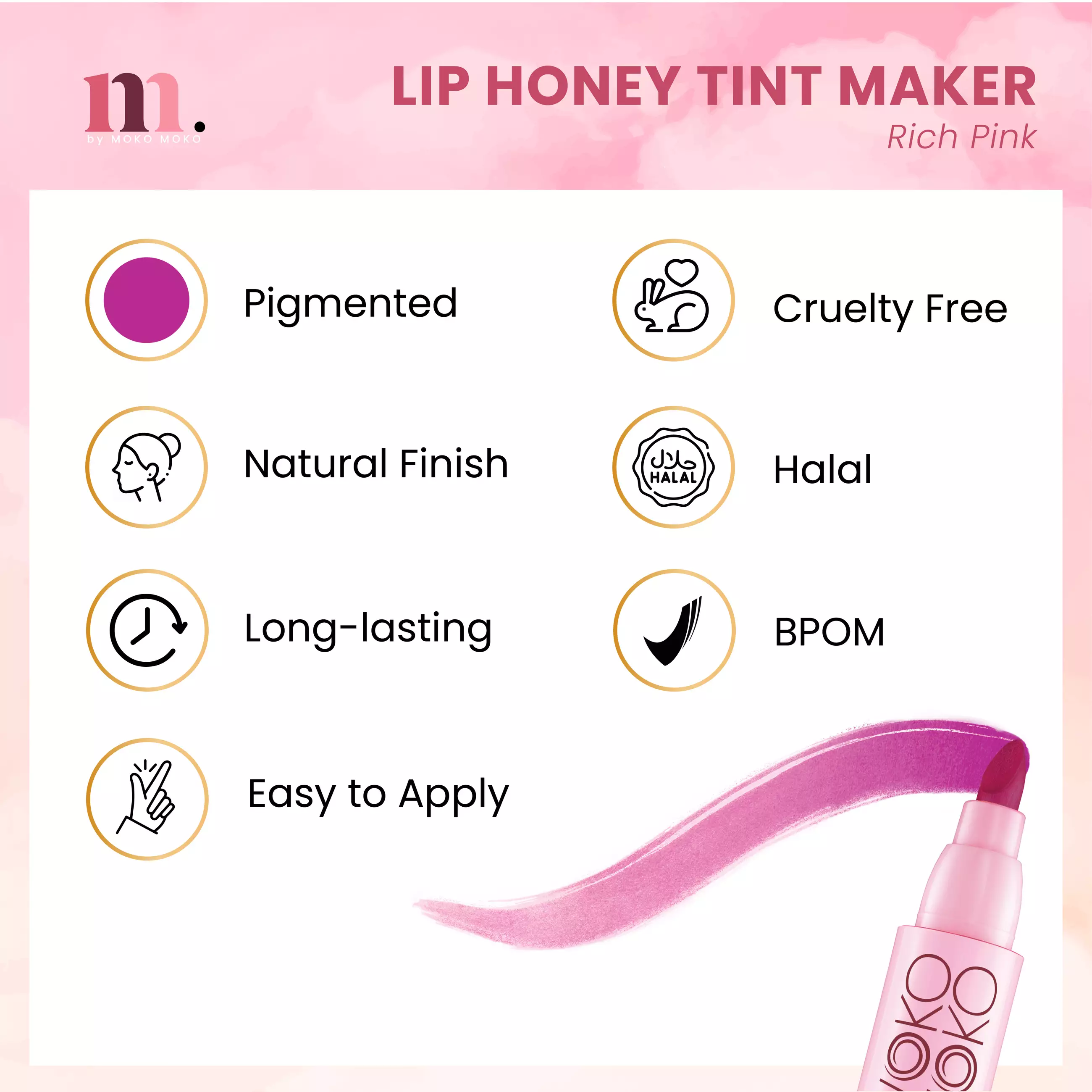 Moko Moko Lip Honey Tint Marker - Rich Pink