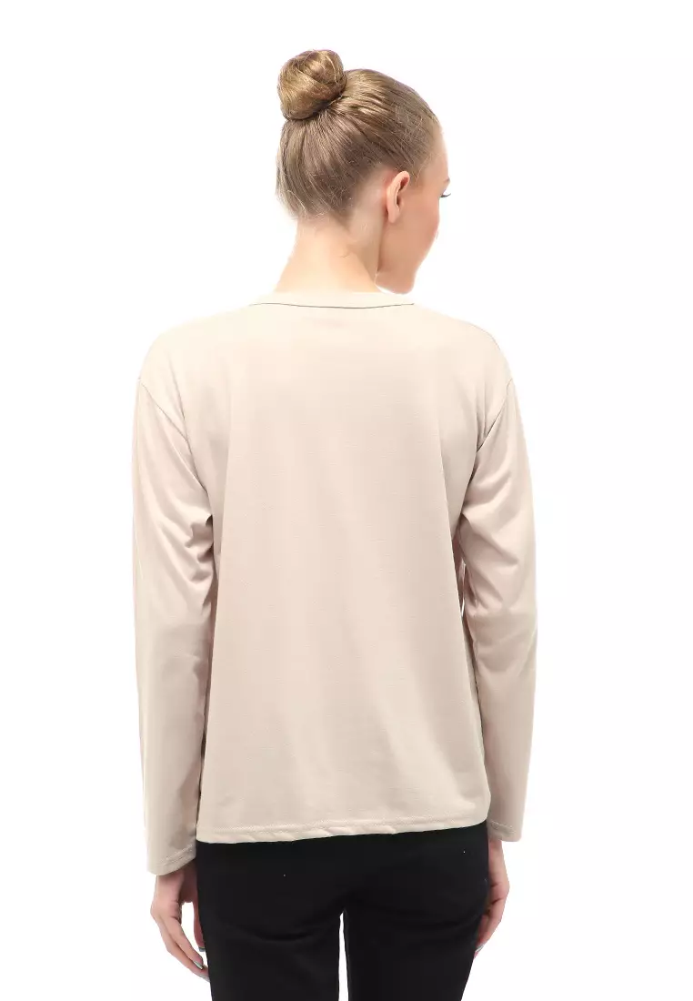 Dreama Kaos Oversized Long Sleeves Atasan Wanita Relaxed Fit - Bepan Flower Butterfly