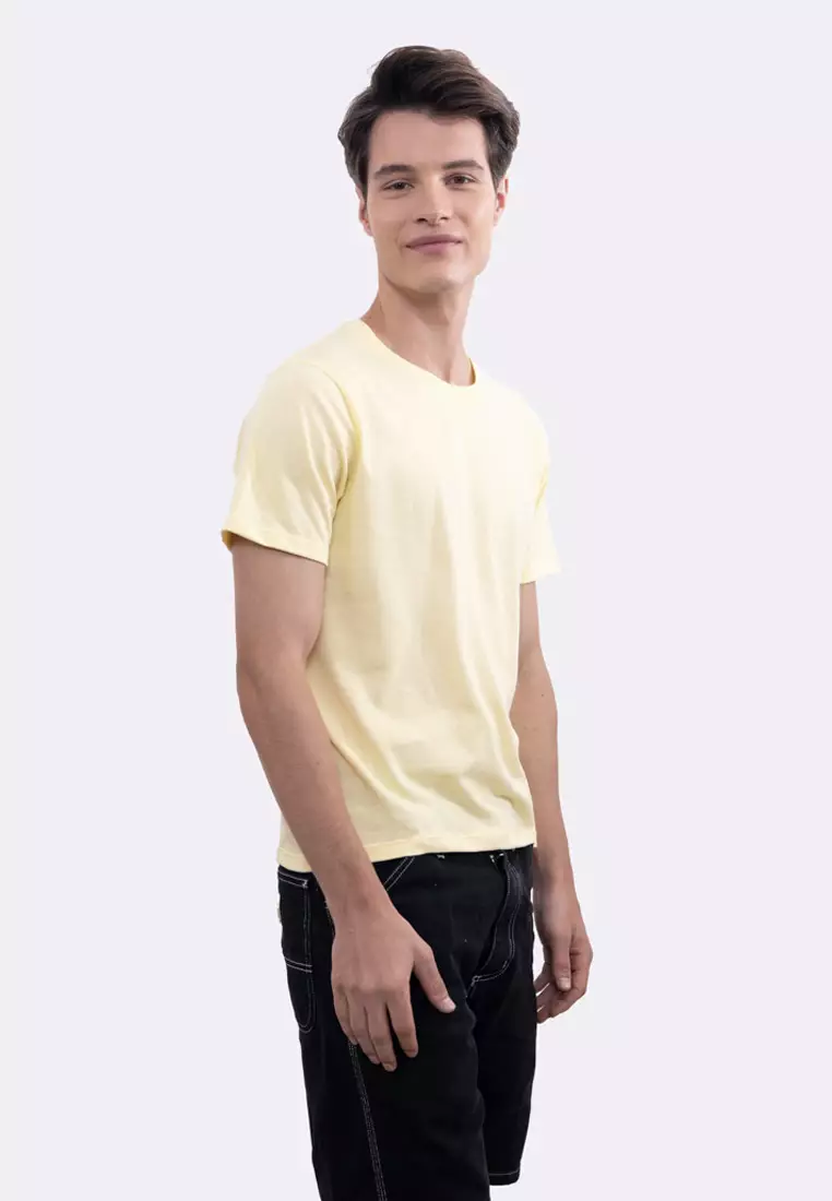 Mens Yellow Round Neck T-Shirt