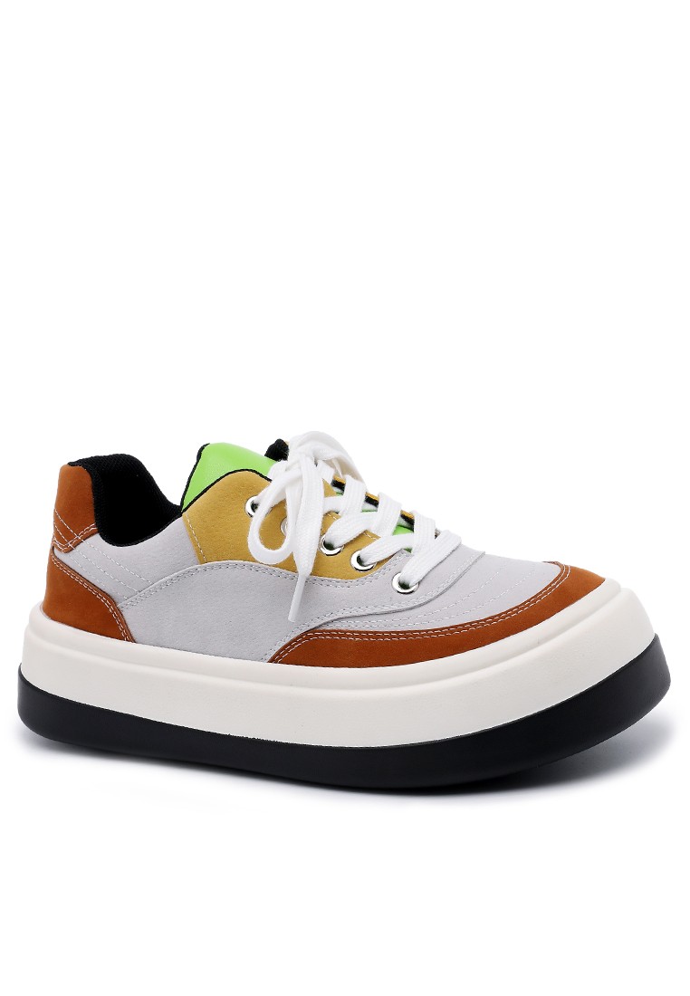 Color Matching Cow Suede Platform Sneakers XY5306