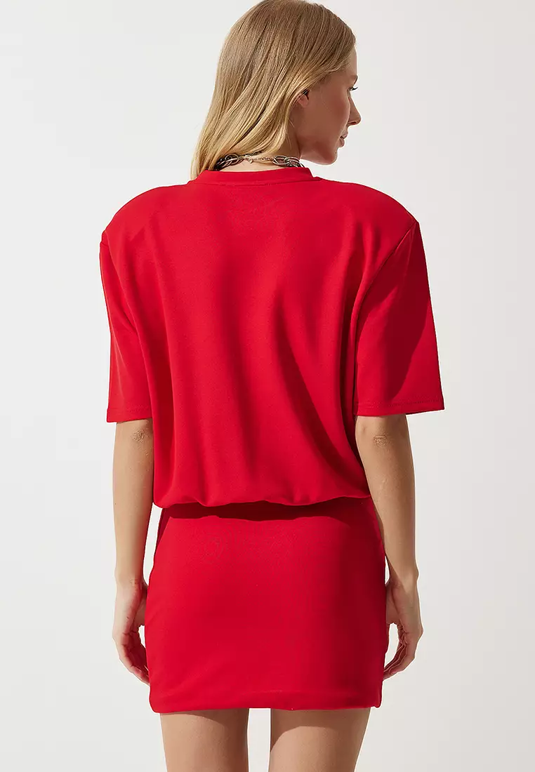 Padded Shoulders Mini Dress