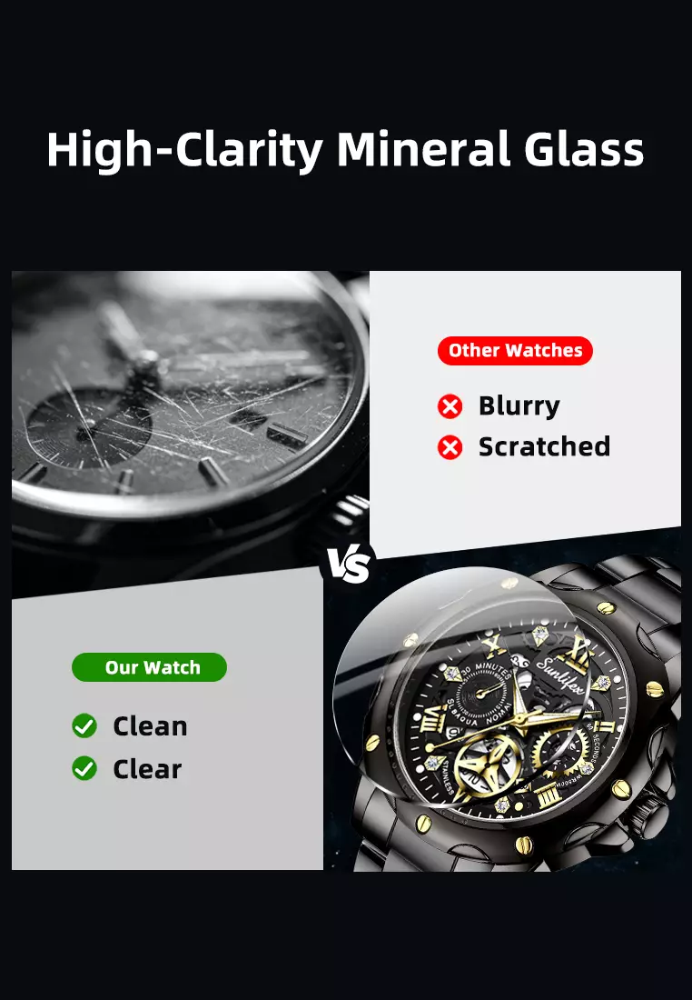 Jam Tangan Pria Kuarsa Luminous Tanggal Kasual Tali Stainless Steel Jam Tangan Cowok 8080 allblack