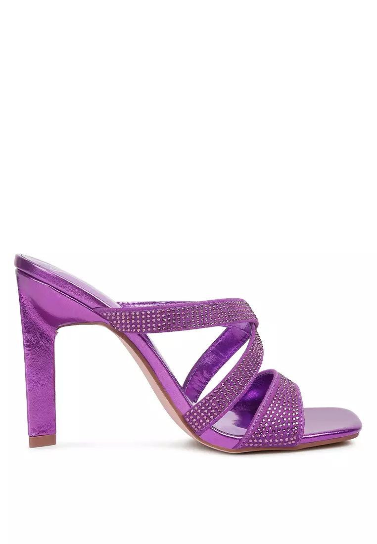 Discount on London Rag  shoes - SKU: Purple Rhinestone Embellished Straps Sandals