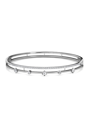 Her Jewellery silver Her Jewellery Blossom Crystal Bangle (White Gold) with Premium Grade Crystals from Austria HE581AC0RVG0MY_1