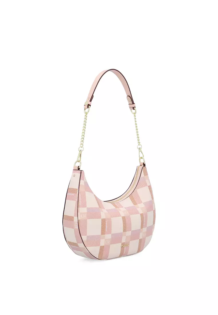CR Dainty Check Tote Bag M - Peach