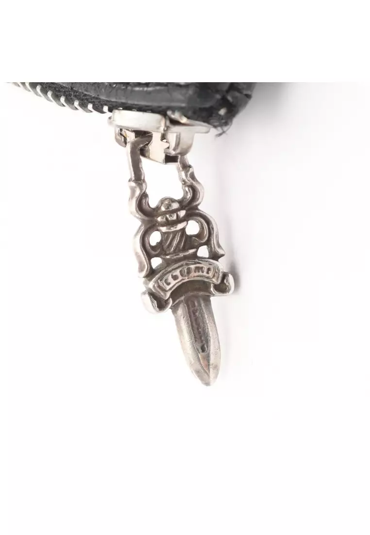 Pre-Loved Chrome Hearts cross patch Zipper change purse coin purse leather black