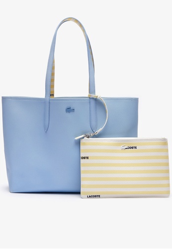 Lacoste blue Women's Anna Reversible Solid Or Striped Colourblock Tote Bag-NF3230AS 1A9EDAC6052F04GS_1