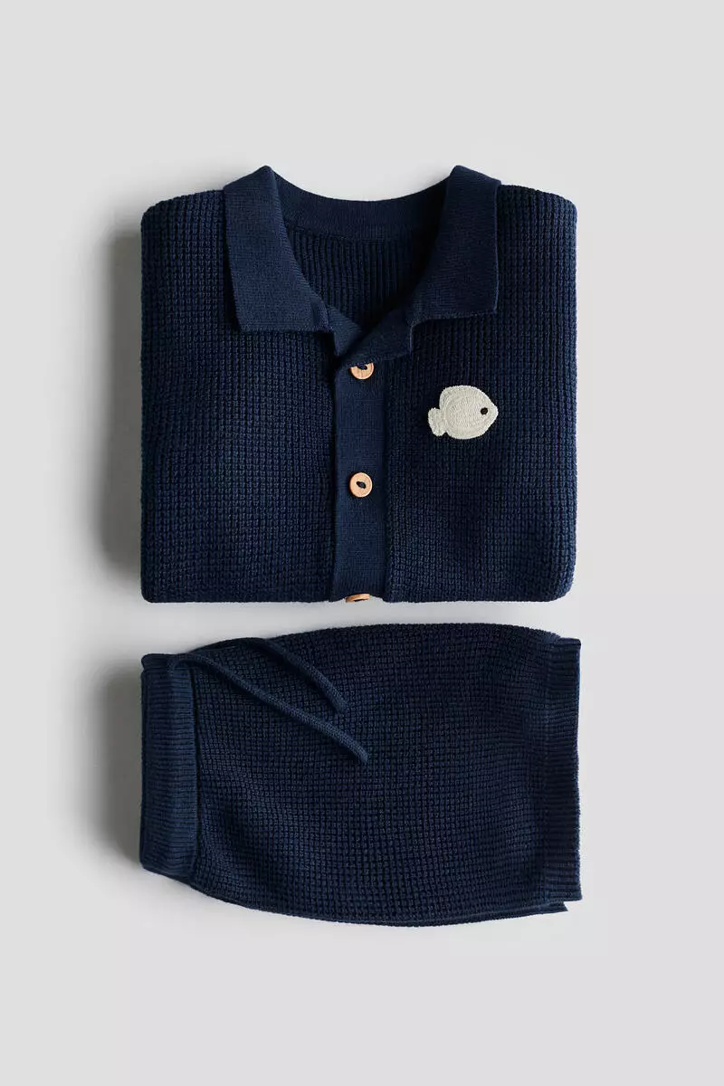 2-piece cotton waffle-knit set