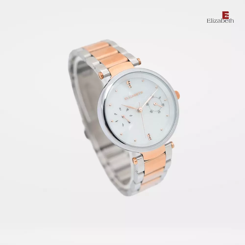 Jam Tangan Wanita - Elizabeth | Chain Strap 2201-0933 | Silver-Rose