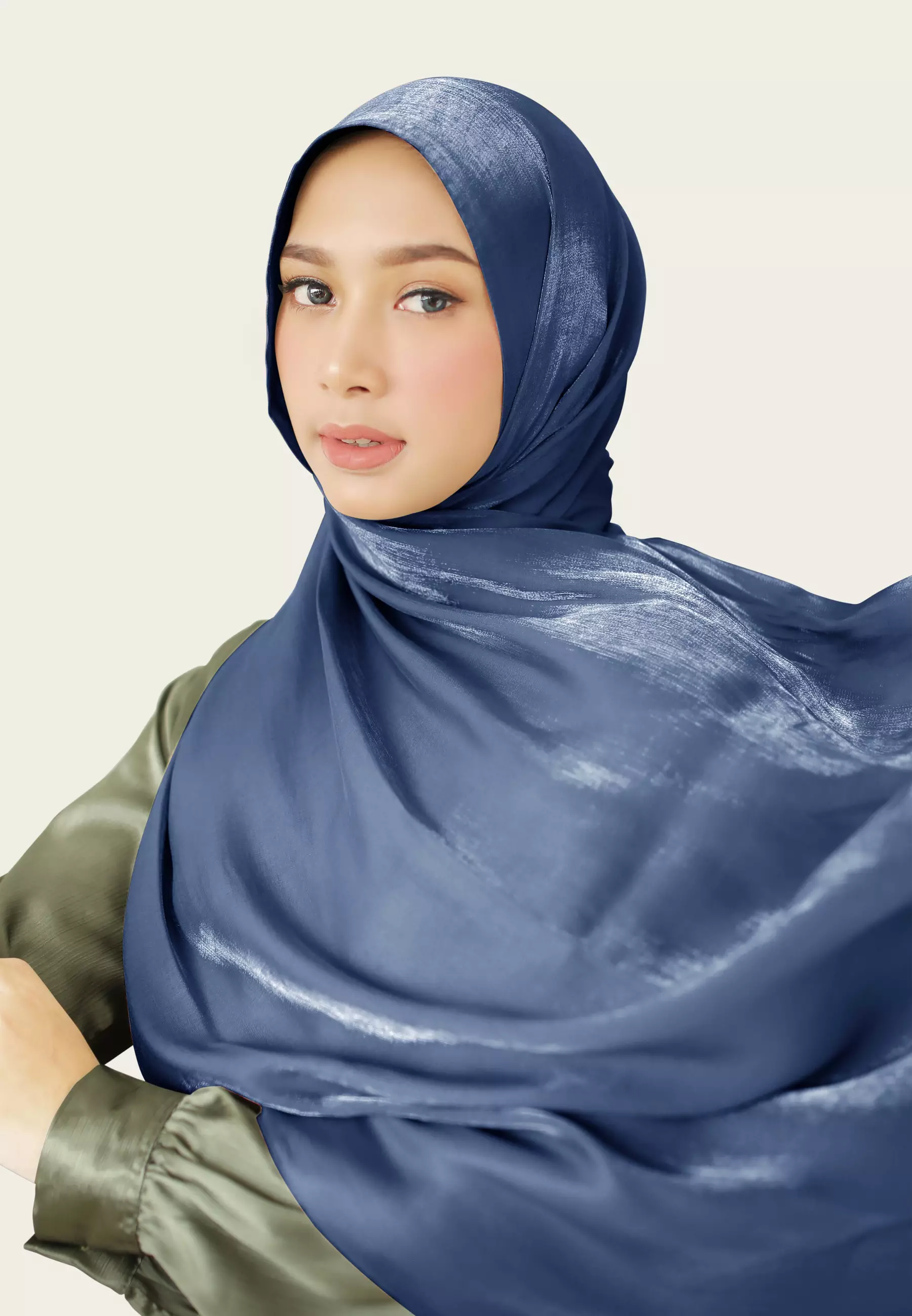 Hijab Pashmina Shimmer Silk Premium - Sapphire Blue