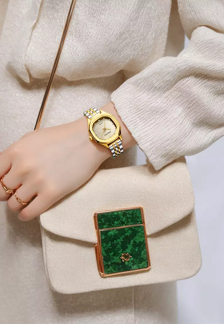 Jam Tangan Wanita 6015 Kecil Elegan Simpel Analog Korea Jam Tangan Cewek Original silvergold