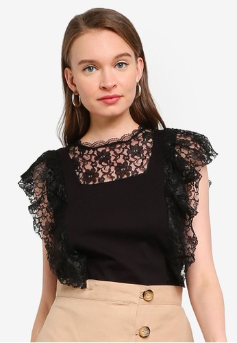 Jual Trendyol Black Lace Detail Top Original Zalora Indonesia