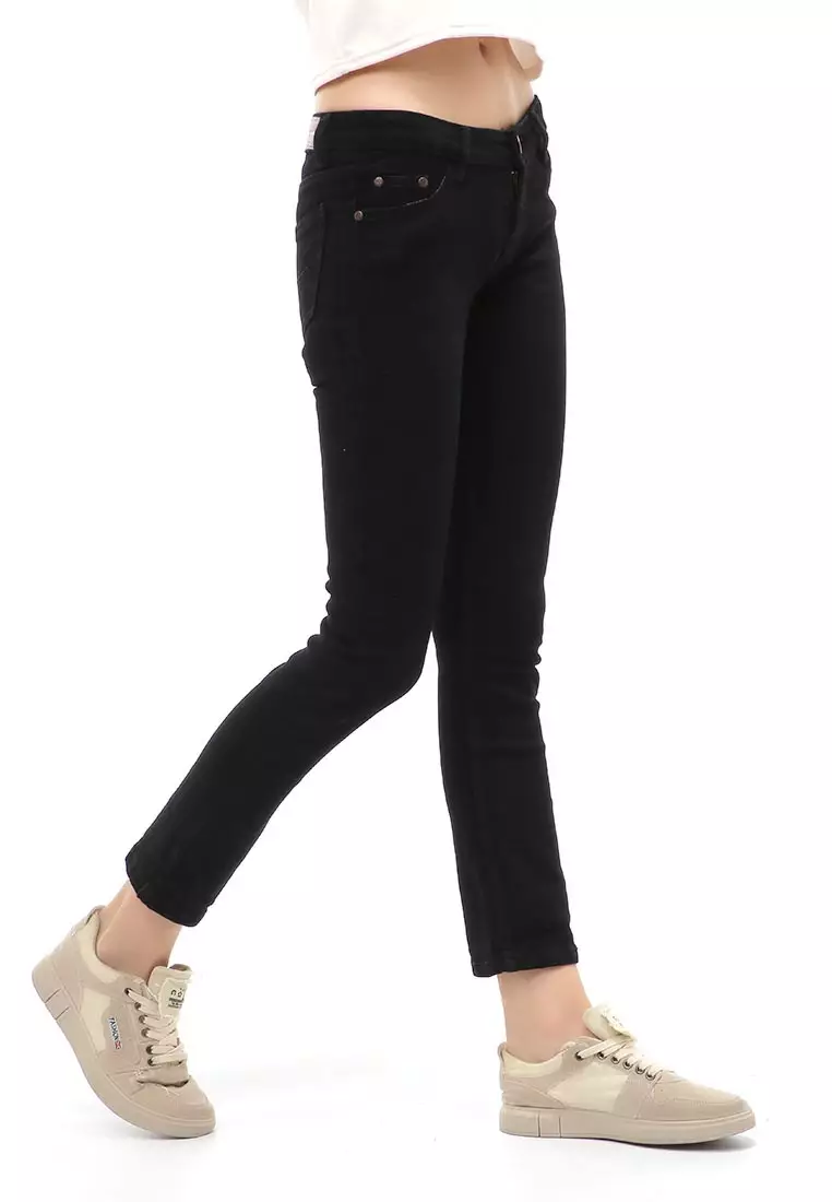 Jourel Long Pants Celana Panjang Jeans Cutbray Wanita Material Denim ORIGINAL - Black