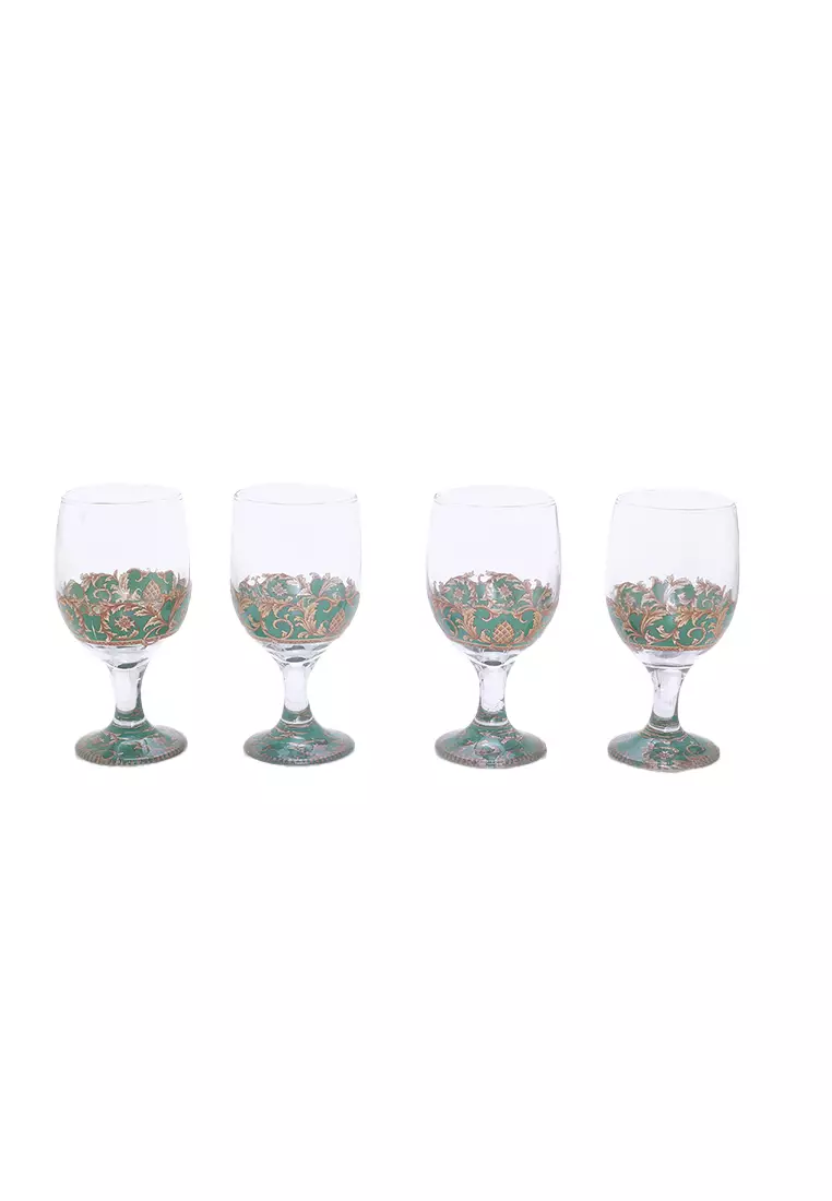 Gelas Brilliant 4 Pcs Goblet Set Type D Hijau