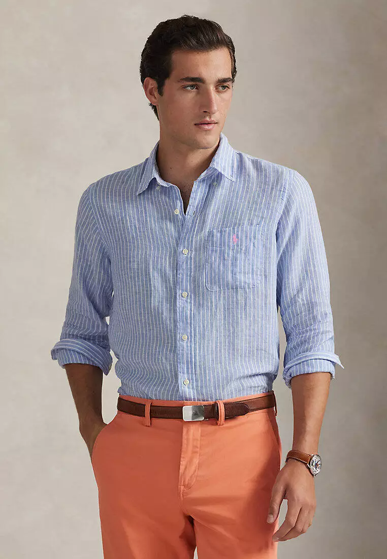 Classic Fit Striped Linen Shirt