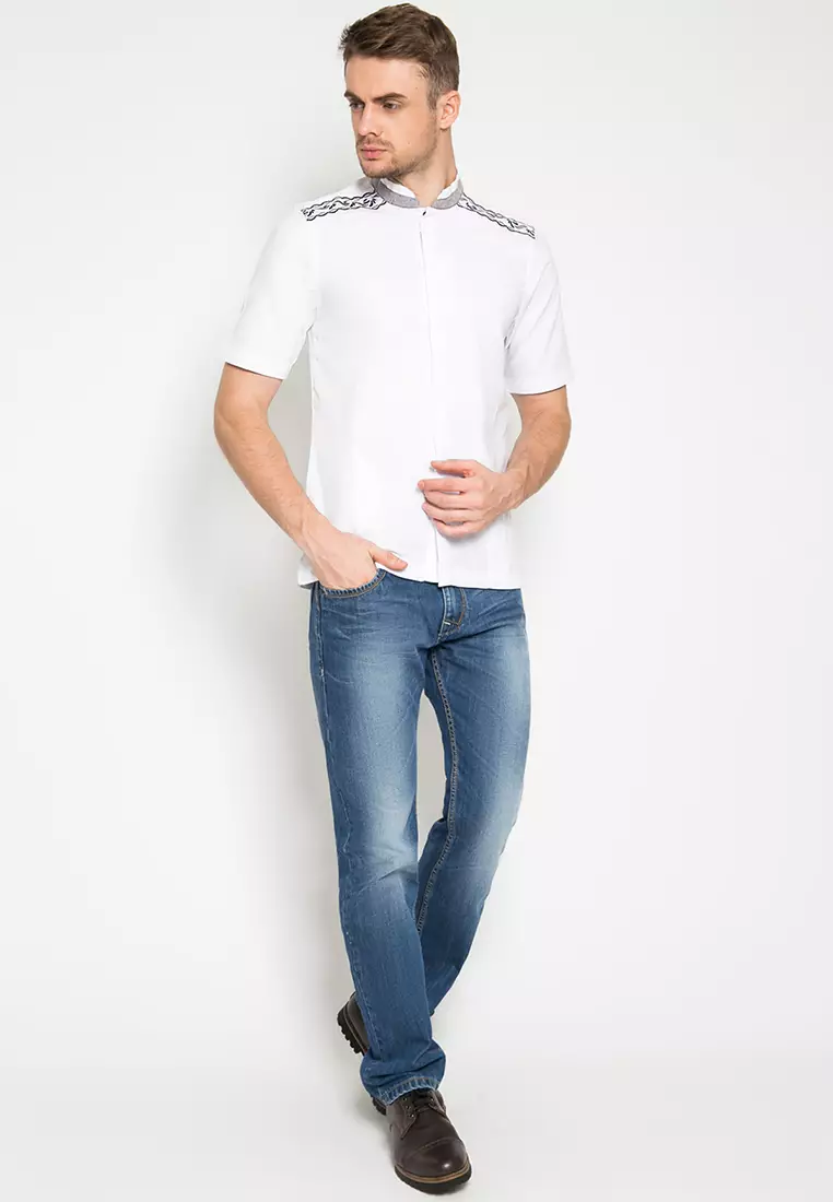 LGS - Baju Koko - Bordir Bahu - Putih - Slim Fit - JSH.385.B1043KF.339.C