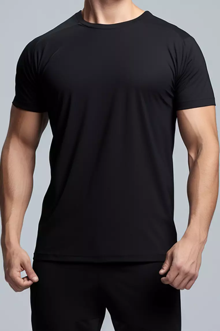 MS181 S/S baju tgn pendek olahraga cowo polos Td Active hitam