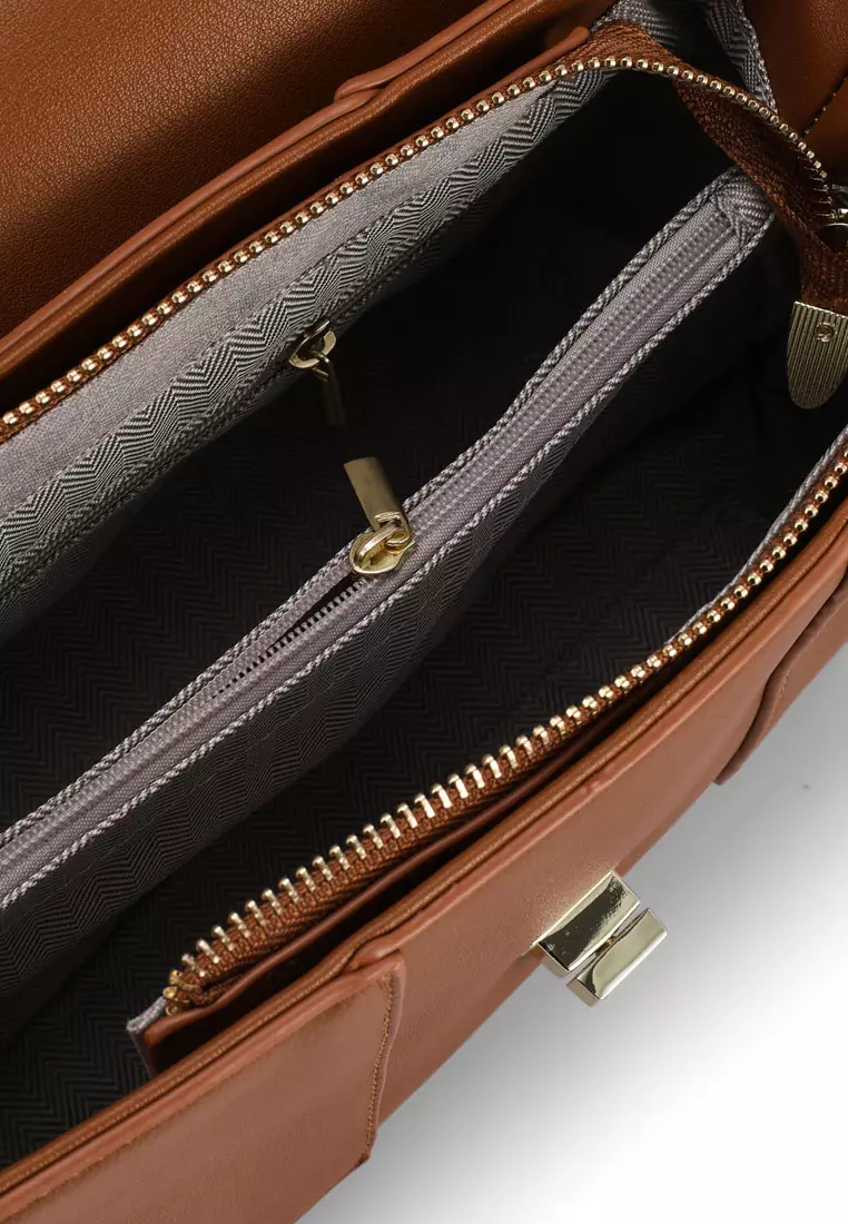 Faux Leather Convertible Satchel Bag