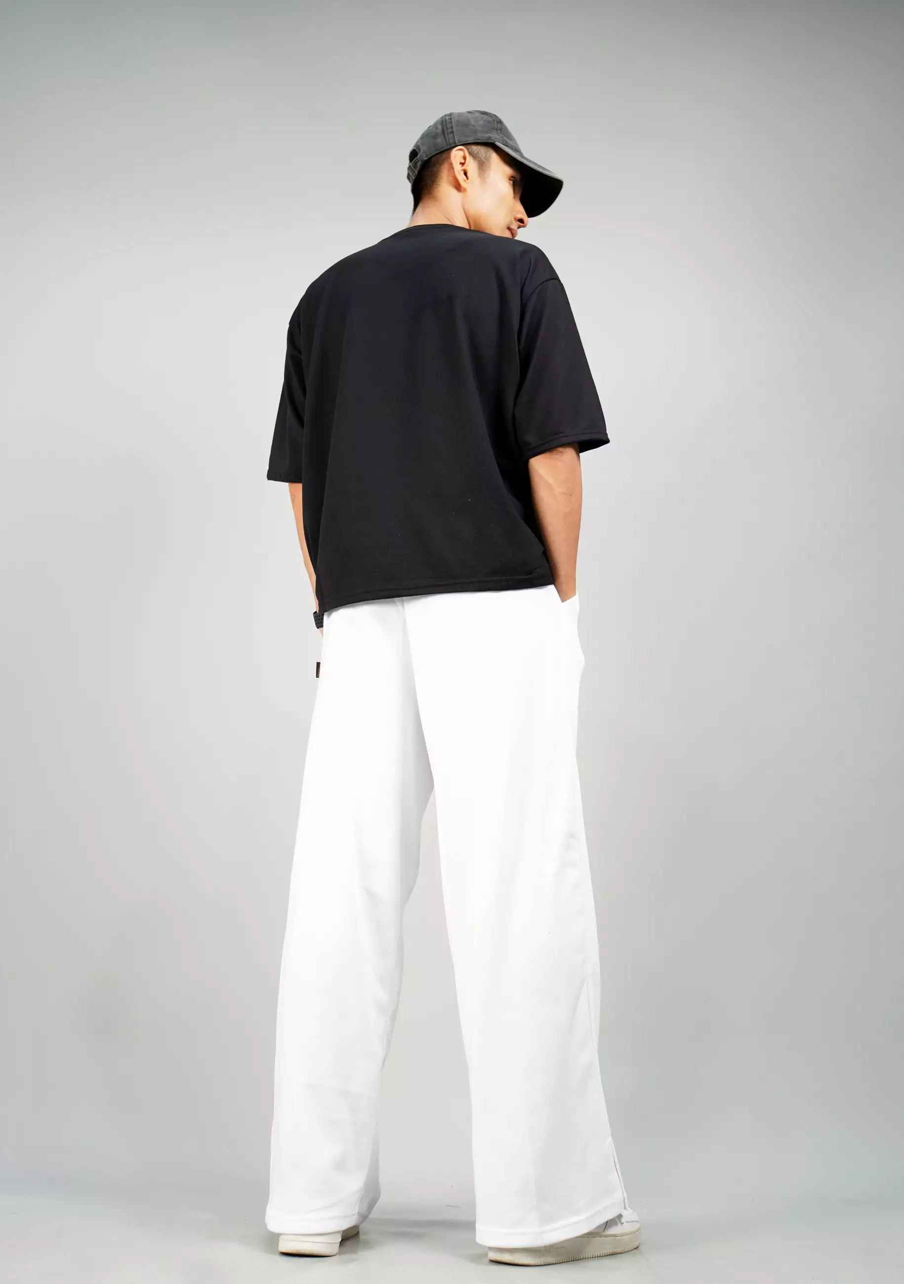 JISOO Celana Panjang Baggy Pants Celana Baggy Loose Pants Pria - PUTIH