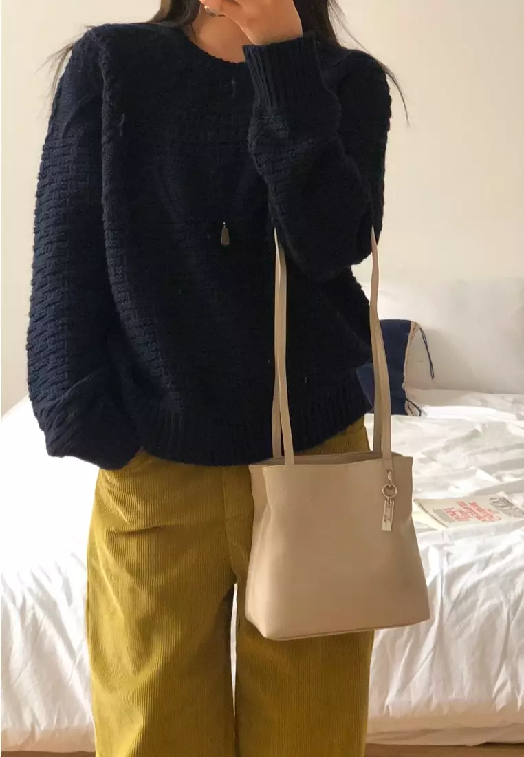 LOME Vegan Leather Shoulder Bag Beige