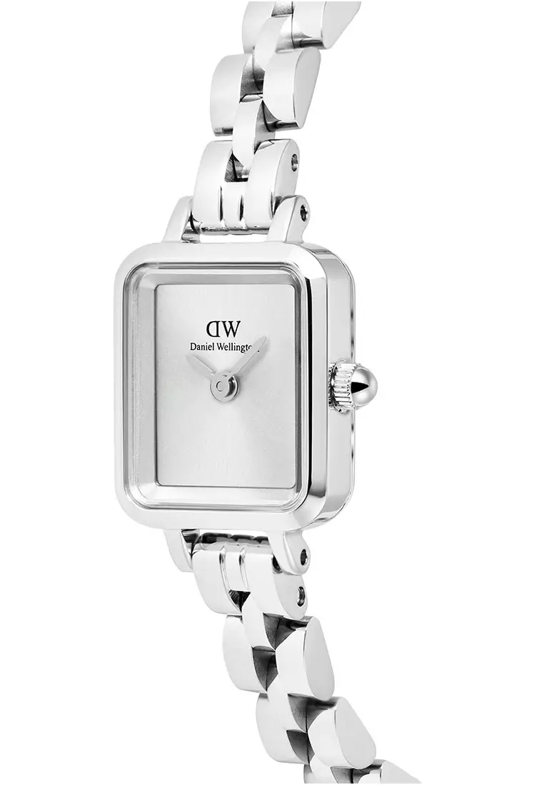 Quadro Mini Arch 3-Link White Silver Sunray Silver Women Watch stainless steel watch DW Official Authentic Original