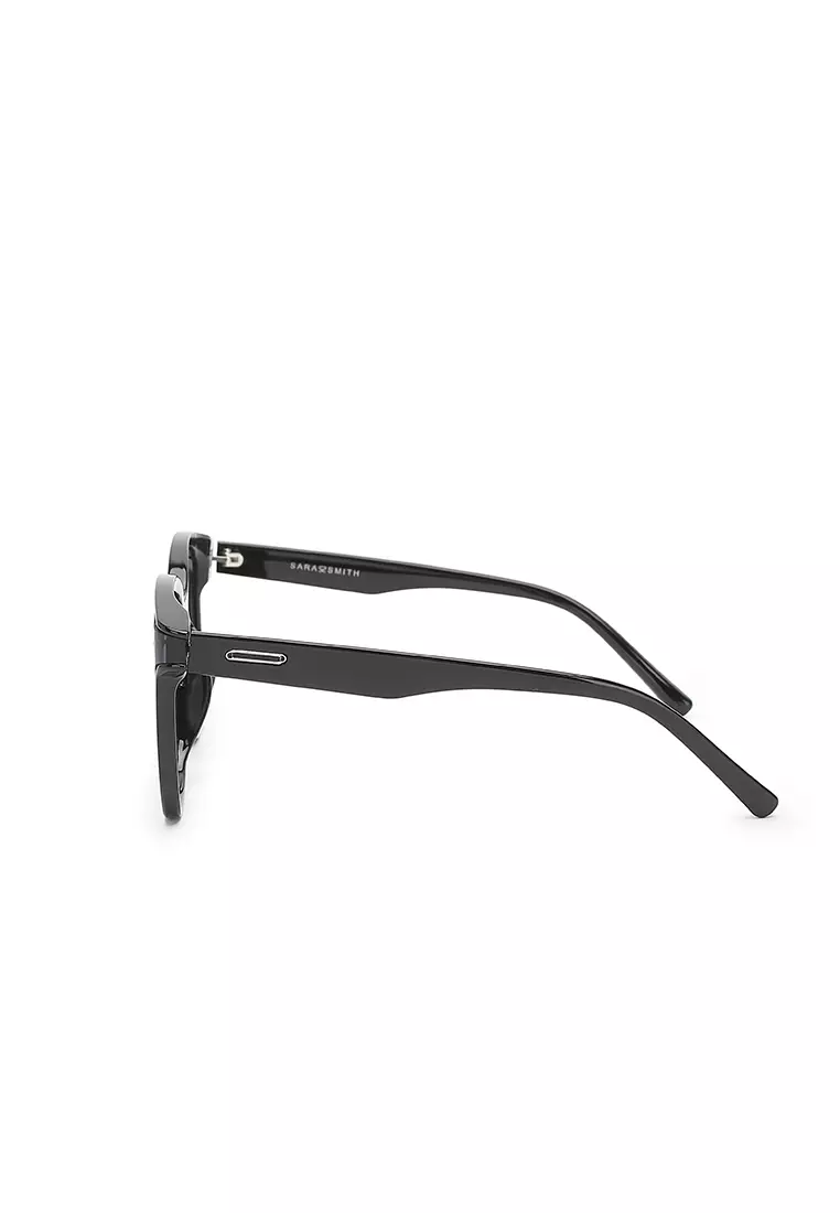 Unisex Fashion Sunglasses - Glossy Black / Grey-Orange