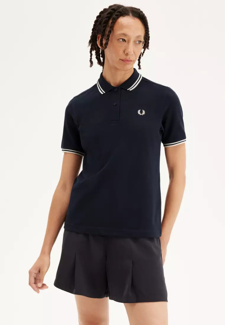 Fred Perry G3600 The Twin Tipped Fred Perry Shirt (Navy / Oatmeal / Oatmeal)