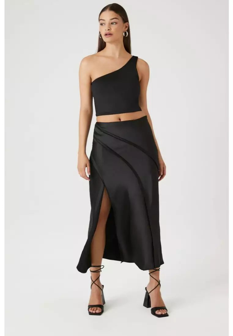 Forever 21 discount black satin skirt