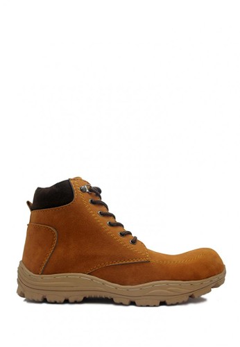 D-Island Shoes Safety Boots Rider Suede Leather Soft Brown