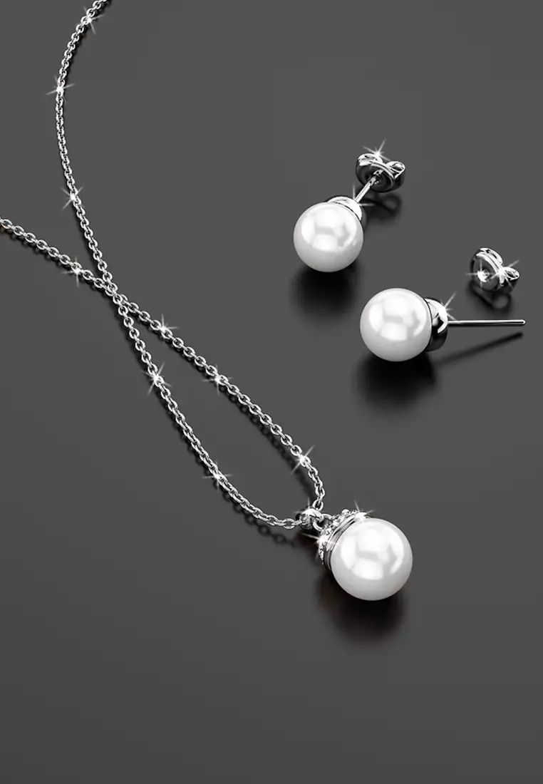 White gold pearl hot sale necklace and earring set