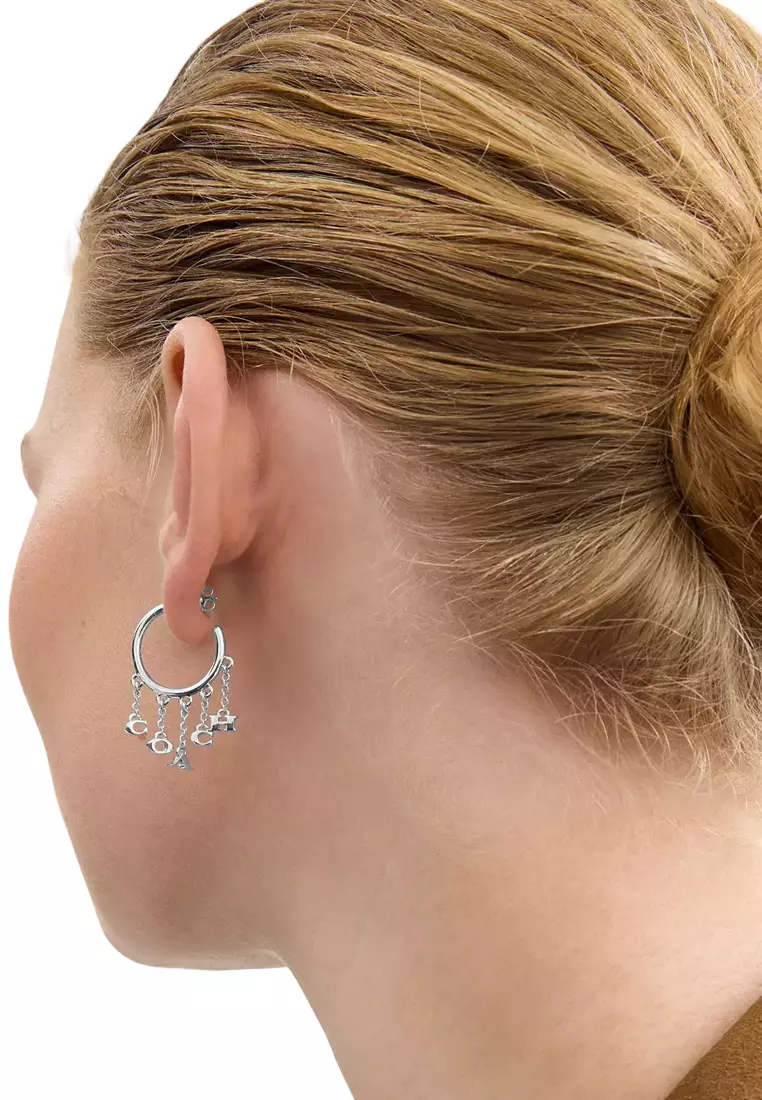 Charm Hoop Earrings - Silver CBW16