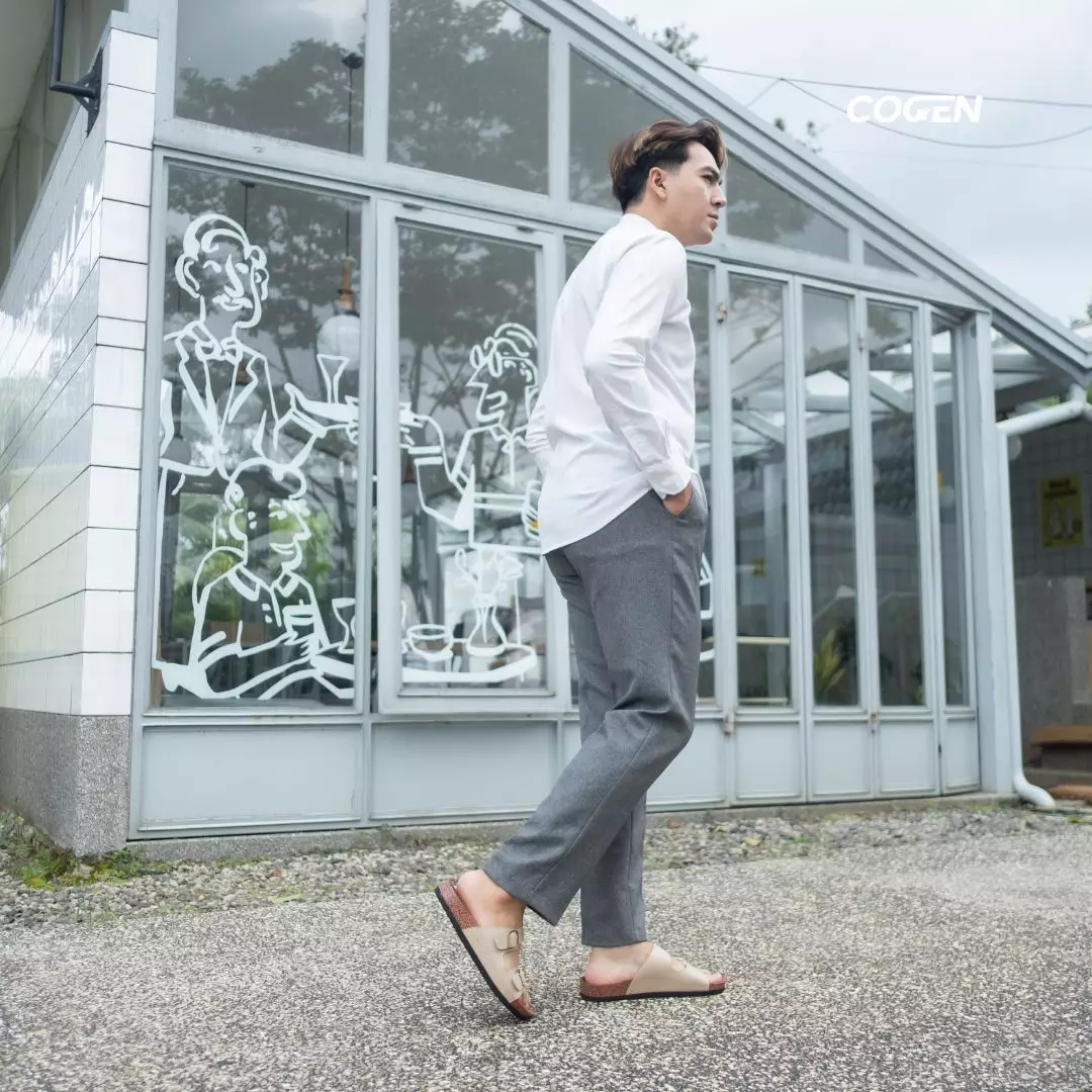 Cogen Sandal Pria Kulit Sendal Slop Birken Vintage - Opera Creme