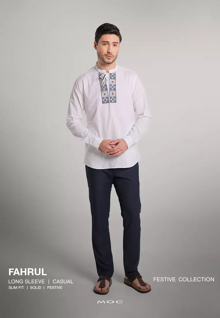 MOC Kemeja Shanghai Lengan Panjang Pria Fahrul - White