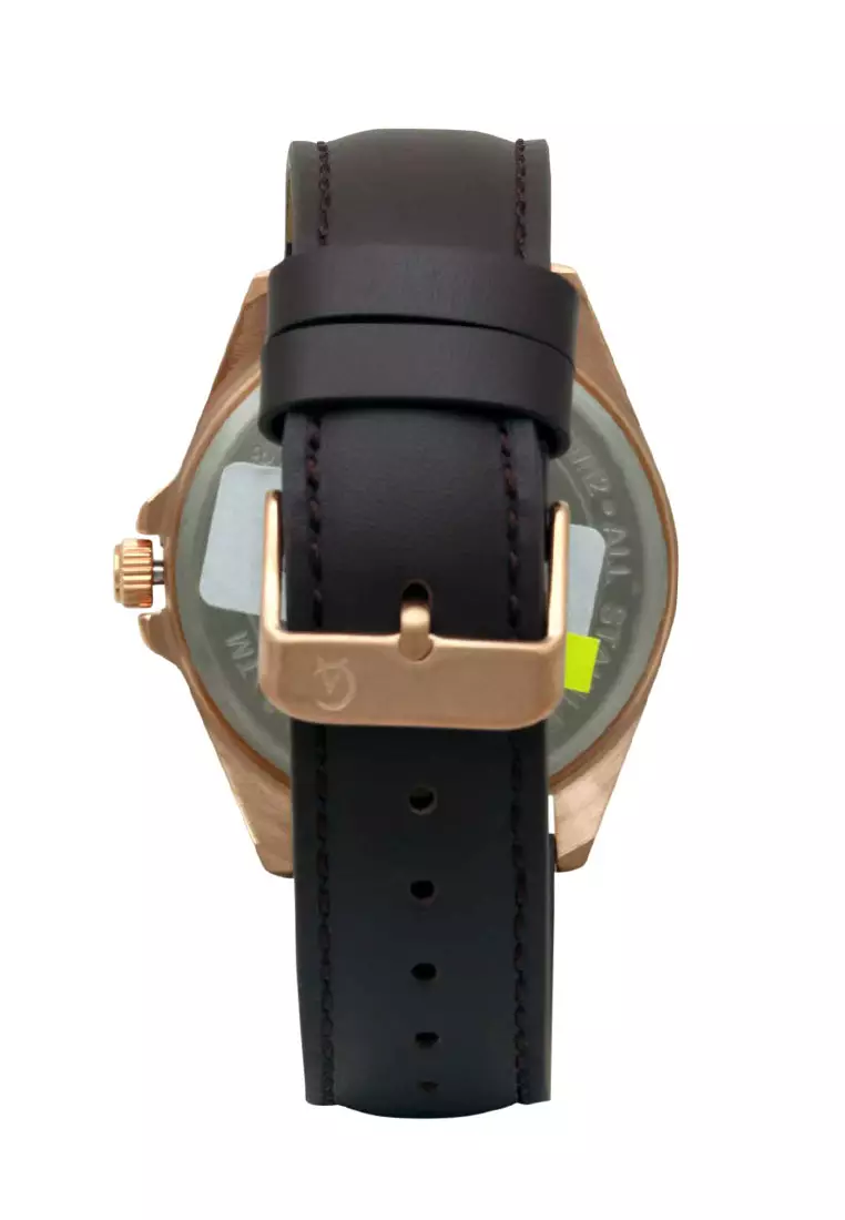 Alexandre Christie Jam Tangan Pria - Brown Rosegold White - Leather Strap - 1011 MDLRGSL