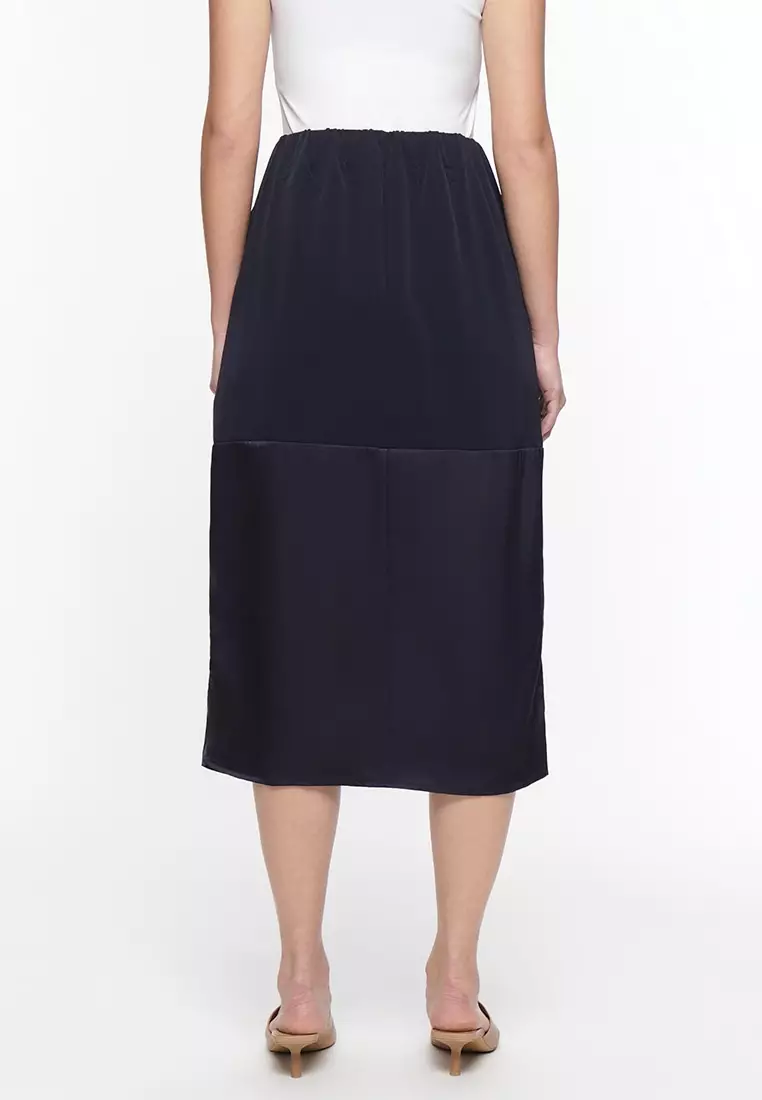 Women's Elastic Waist Combi Semi A-Line Skirt