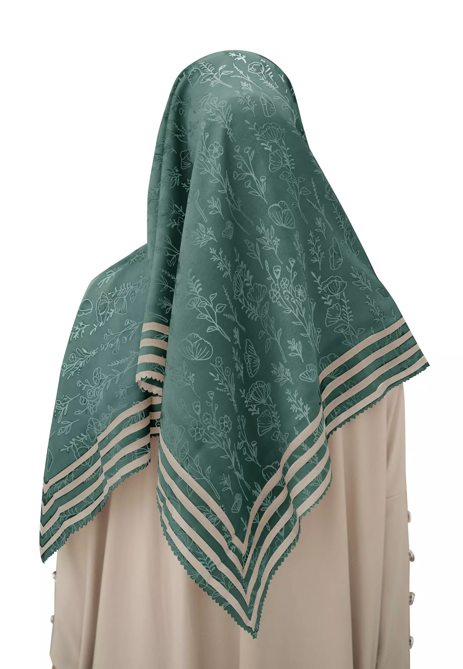 Cotton Bee - Rania Printed Scarf | Hijab Segiempat Motif 130x130 - Emerald Green