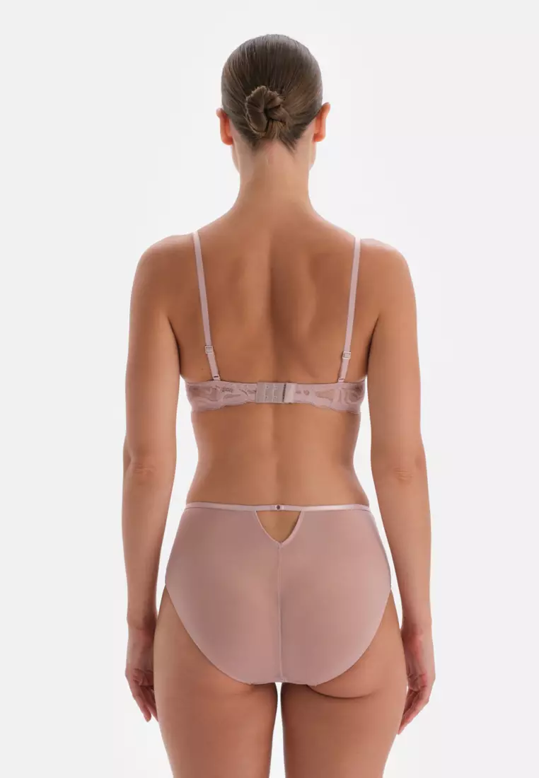 Soft Pink Brazilian Briefs, Geometric Printed, Underwear for Women
