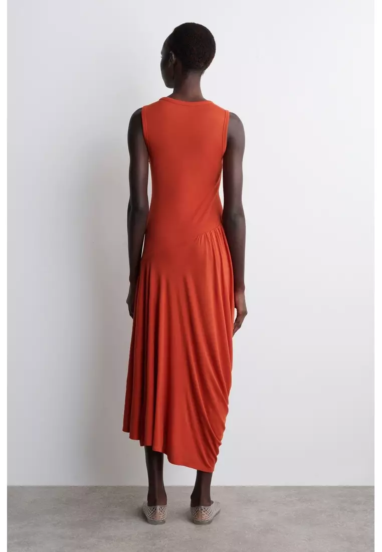 cos asymmetric chain print midi dress Buy DRAPED 2026 Online Color:Aqua An asymmetric neckline and size-3t Elvinia Off Shoulder Midi