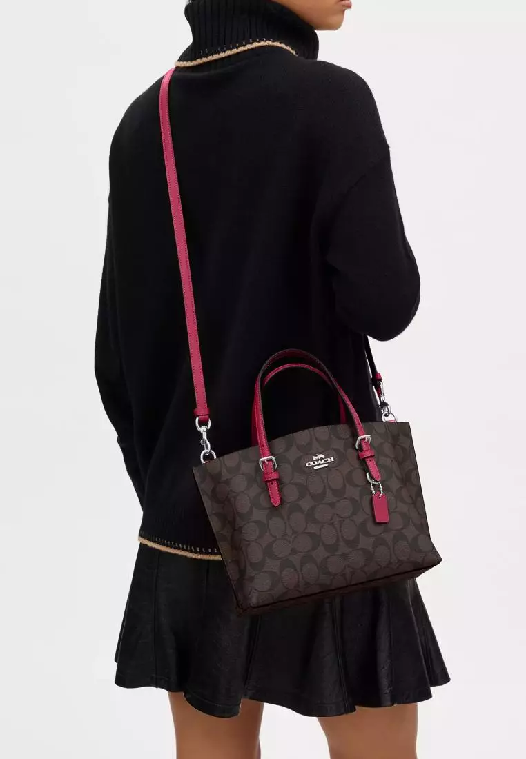 Jual COACH Coach Mollie Tote 25 In Signature Canvas Brown Bright Violet