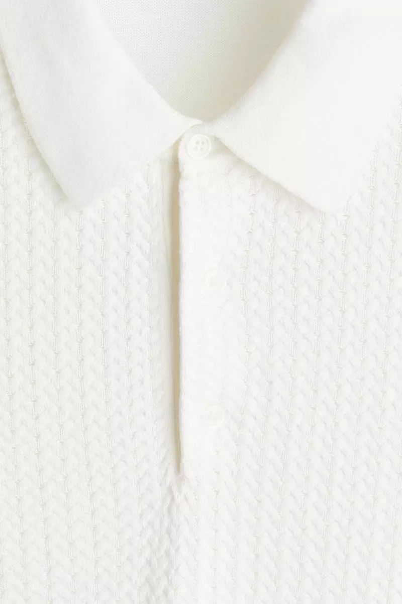 Slim Fit Cable-knit polo shirt